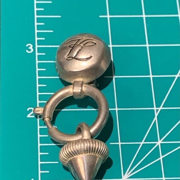 Vintage Karl Lagerfeld silver logo long dangle pearl clip earrings 1980’s runway - Picture 13 of 16